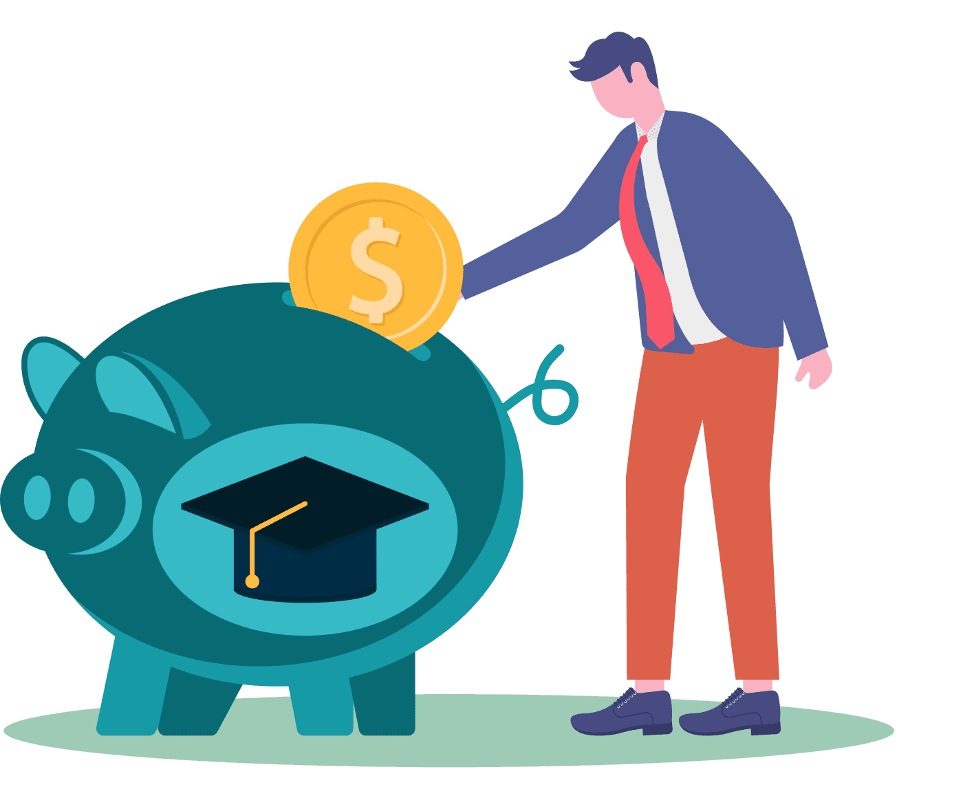 Person saving money for education