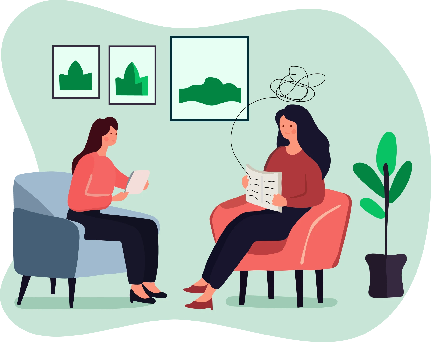 Counseling session with two women