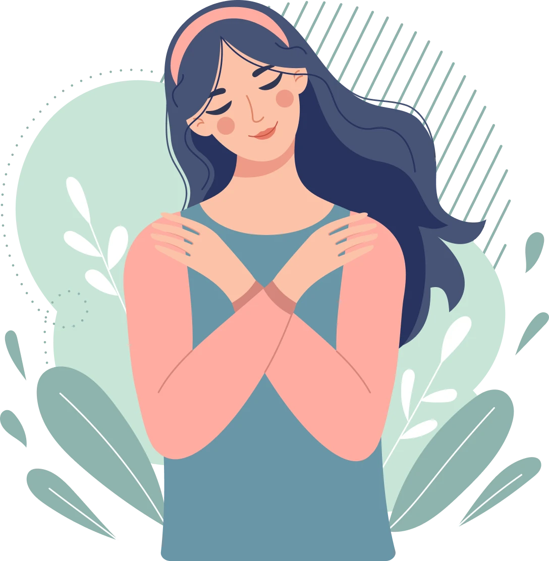 Self-care illustration with a serene woman